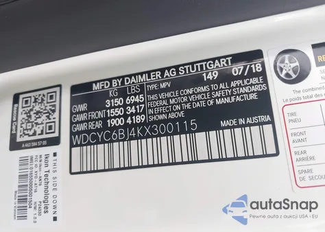 2019 Mercedes-Benz G 550 4Matic z USA, uszkodzony, nr VIN WDCYC6BJ4KX300115